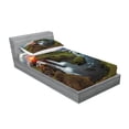 thumbnail image 2 of Ambesonne Nature Fitted Sheet & Pillow Sham Set, Cascade Stream Wildlife, Twinxl, Multicolor, 2 of 2