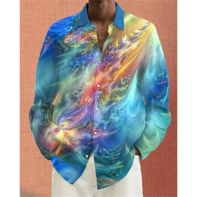 Camisa de manga larga de un solo pecho de alta calidad para hombre de moda social Camisa nueva con estampado de mariposa para hombre Top de estilo de diseñador callejero