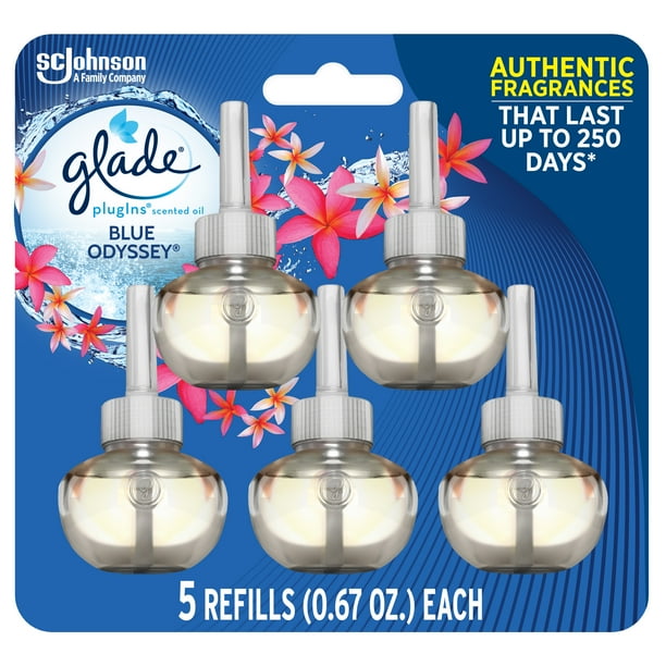 Glade PlugIns Refill 5 CT, Blue Odyssey, 3.35 FL. OZ. Total, Scented