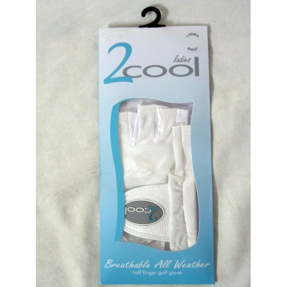Quality Sports 2 Cool Half Finger Golf Glove (White, RIGHT, MEDIUM, Ladies) NEW