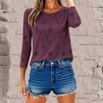 thumbnail image 6 of Ounisa 3/4 Length Sleeve Womens Tops Round Neck Loose Cute Spring Summer Tee Shirts Dressy Casual Print Blouses Tunic, 6 of 9