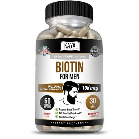 MEN'S Biotin Promotes Beard Growth, Hair Growth, Healthy Skin, Metabolic Booster - 60 Capsules