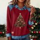 thumbnail image 2 of RKSTN Sweatshirt for Women Oversized Lapel Denim Patchwork Stitching Christmas Graphic Print Sweatshirt Top Womens Casual Plus Size Turndown Collared Loose Retro Streetwear Long Sleeve T Shirts, 2 of 8