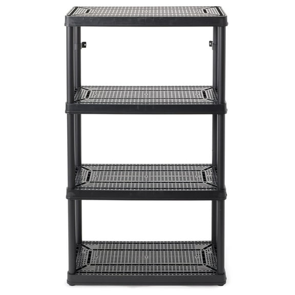 HeSLehs 4 Shelf Fixed Height Medium Duty Storage Unit 14 x 32 x 54.5 Organizer System for Home, Garage, Basement, & Laundry, Black (2 Pack)