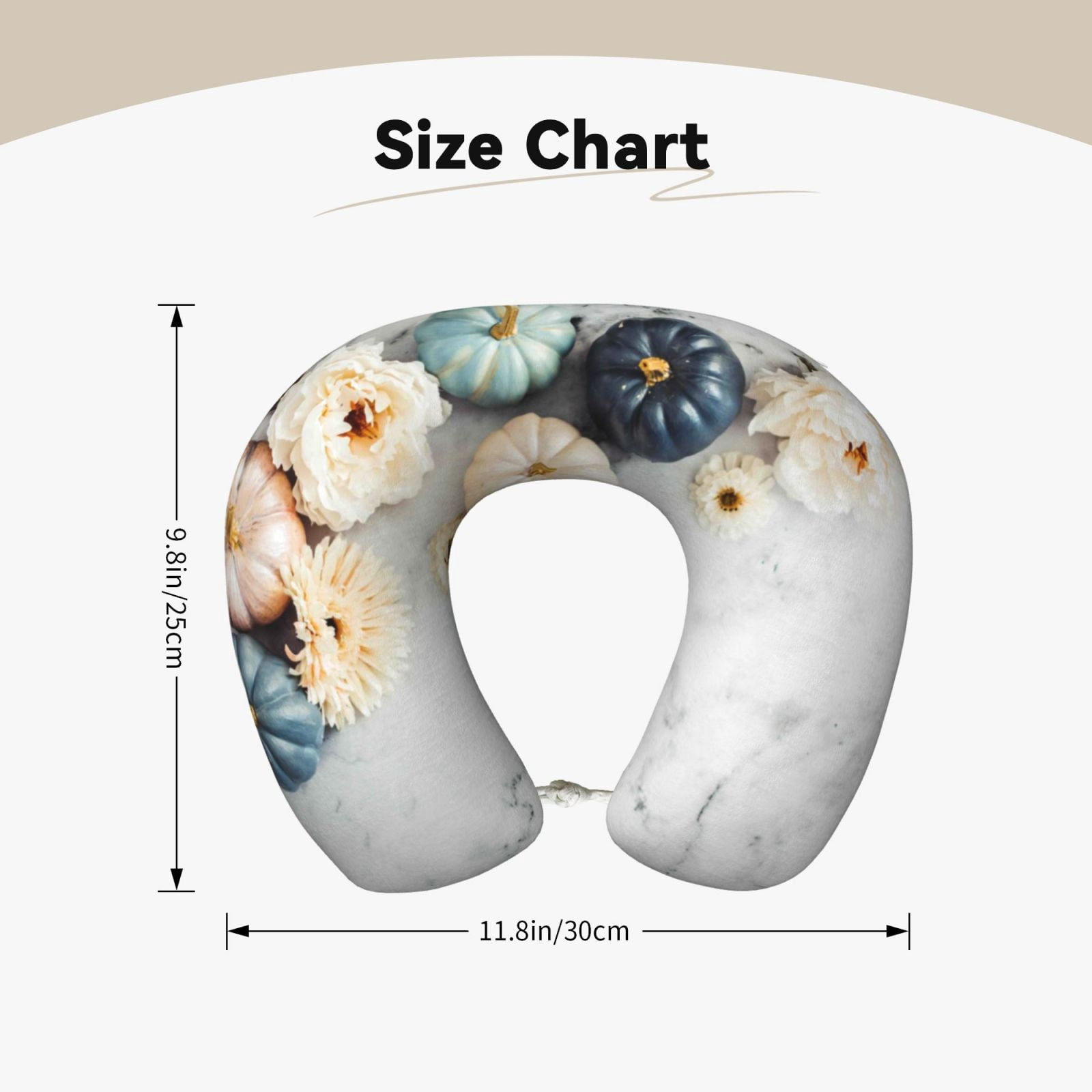 Xecao Pumpkin And White Marble Print Memory Foam Cervical Neck Pillow Versatile U-Shaped Pillows for Home,Office,Camping,Travelling,Soft Washable Cover