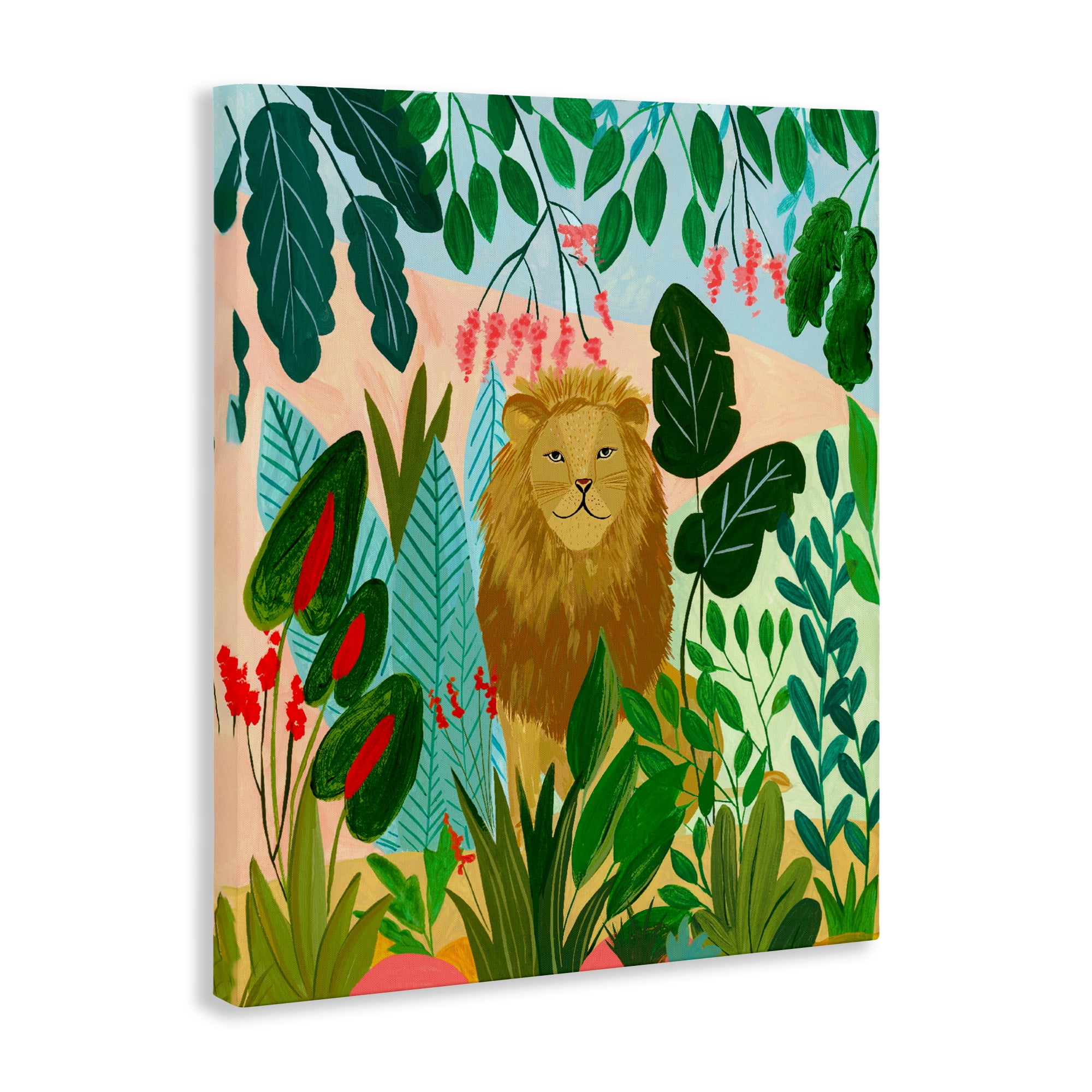 Stoic Lion Tropical Forest Canvas Wall Art, design by Nabeela Rumi