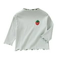 thumbnail image 3 of THDHVS Girls Long Sleeve Shirts,Long Sleeve Shirts for Girls,Girls' Plain Long-Sleeve Undershirt with Lace Trim Round Neck Shirt with Bow Green 2-3 Years, 3 of 4