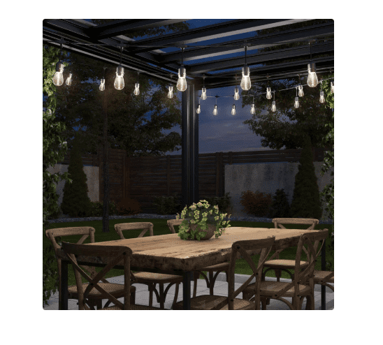 Artika Eclipse Solar String Lights 42 ft Outdoor, 20 LED S14 Bulbs with Remote, Waterproof Patio Lights with 10 ft Extension Cable