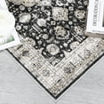 thumbnail image 3 of EastVita Area Rugs Carpets 6'*9' Area Rug Boho Rug Vintage Persian Rug Floral Print Distressed Carpet Foldable Accent Rug Oriental Anti-Slip Stain-Resistant Floor Cover,Black black 6*9ft, 3 of 7