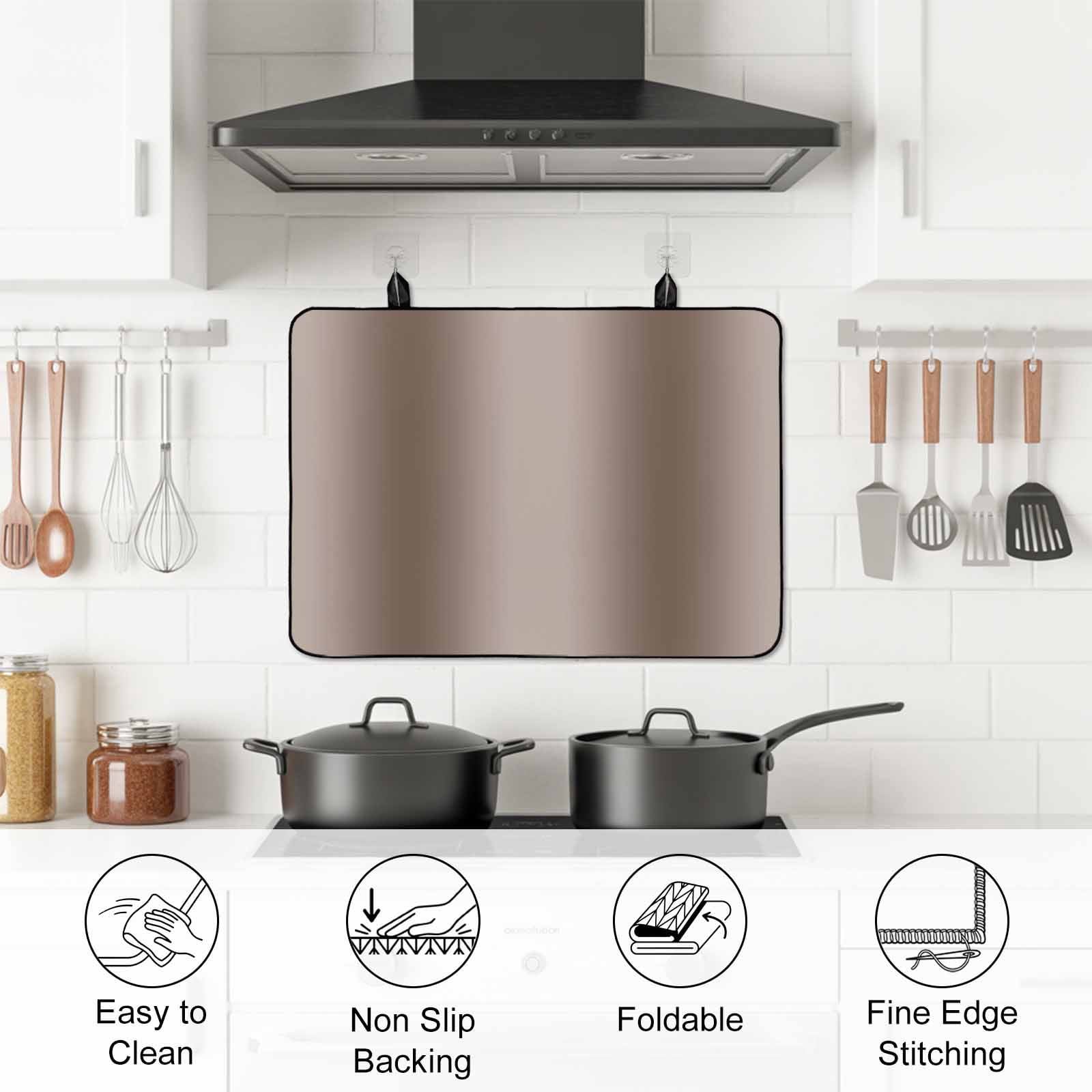 Brown Ombre Stove Top Cover for Electric Stove, Heat-proof & Non Slip Glass Top Stove Cover Protector, Modern Abstract Art Farmhouse Gradient Kitchen Flat Cooktop Rubber Mat 24x21 Inches