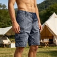 thumbnail image 2 of CIENVNSTG Men's Multi-Pocket Washed Cotton Cargo Shorts, Loose Fit Knee-Length Casual Shorts with Drawstring Hem Blue M, 2 of 8