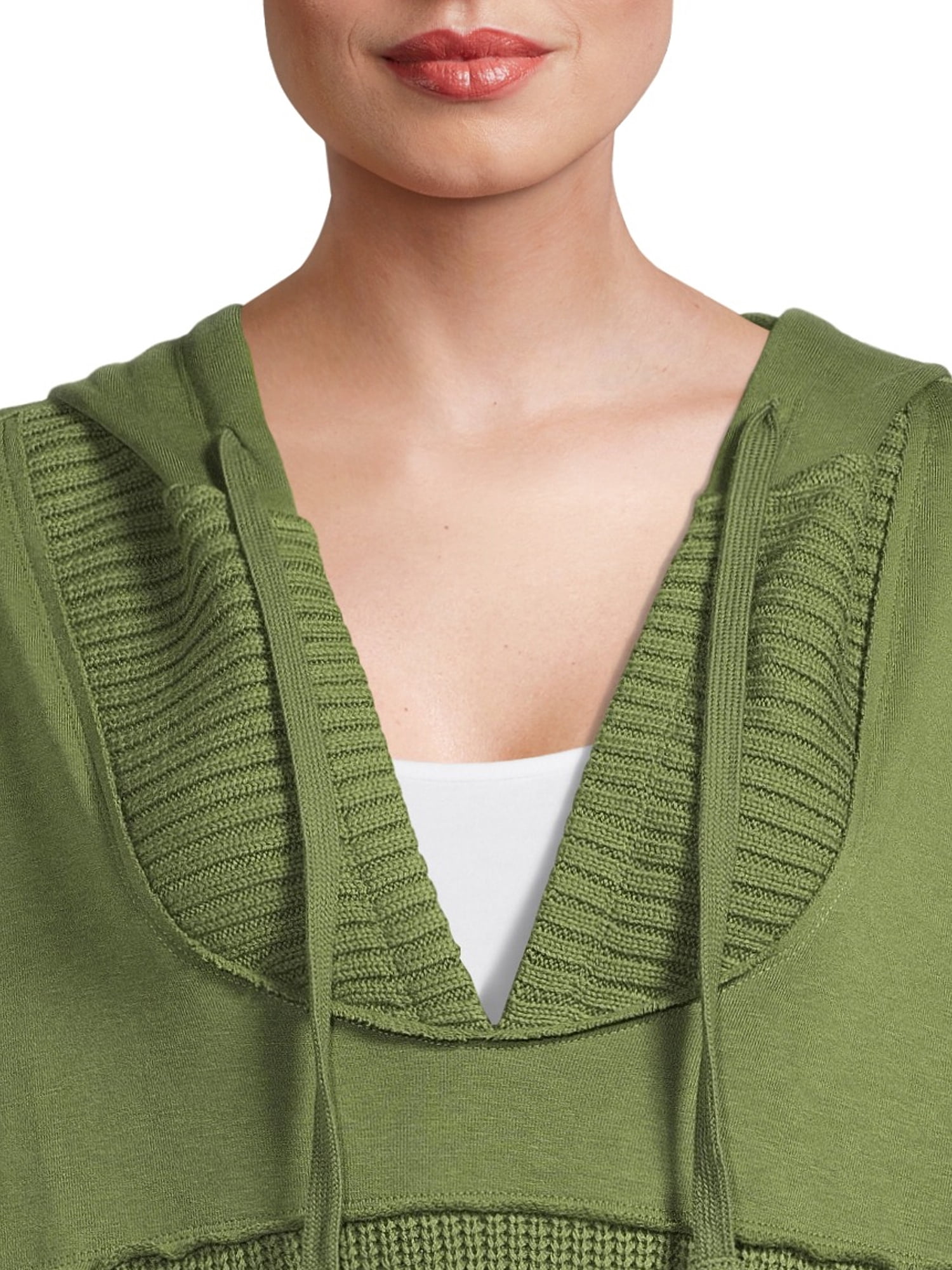 Time and Tru Women's Mixed Media Hoodie