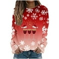 thumbnail image 2 of Uootdi Christmas Sweatshirts for Women Gift Christmas Trees Snowflake Snowman Reindeer Sequined Print Blouse Long Sleeve T Shi rts for Women, 2 of 5