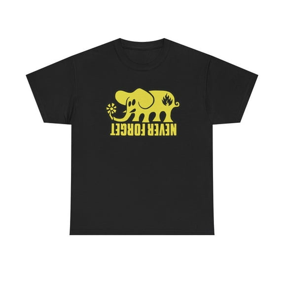 Black Label Never Forget Elephant Skateboarding Yellow 90s Design T Shirt Tee - Black / L