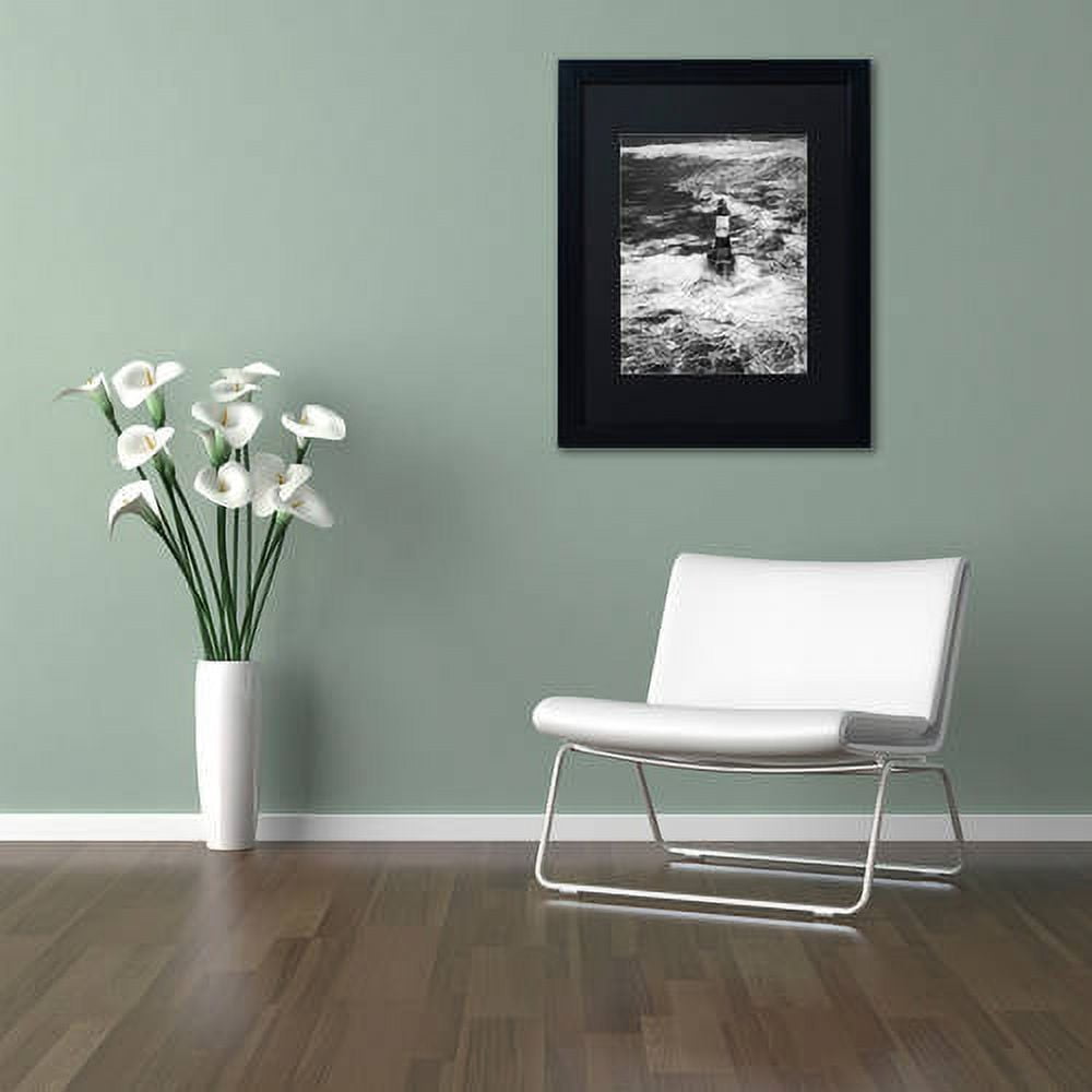 Trademark Fine Art "Armen Lighthouse Against Ruzica" Canvas Art by Mathieu Rivrin, Black Matte, Black Frame