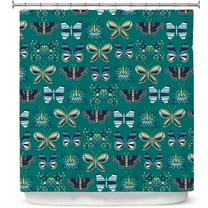 Shower Curtains 70" x 93" from DiaNoche Designs by Metka Hiti - Flower Butterflies Green