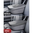 thumbnail image 6 of KBH Center Console Lid Cover Replacement for 2002-2008 Dodge Ram 1500 2500 3500, Leather Skin Upholstery Armrest Lid Covering for Ram 1500 Accessories, Darkgray (Jump Seat Console Only), 6 of 7