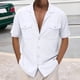 thumbnail image 1 of Ceisia Men's Relaxed Fit Short Sleeve Cuban Collar Cotton Linen Blend Shirt with Dual Chest Pockets White XXXL Gifts, 1 of 8