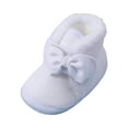 thumbnail image 4 of Jkety Toddler Girl Shoes Baby Boys Girls Cozy Fleece Booties with Grippers Stay On Slipper Socks Toddler Crib Winter Shoes for Boys Girls White,4, 4 of 7