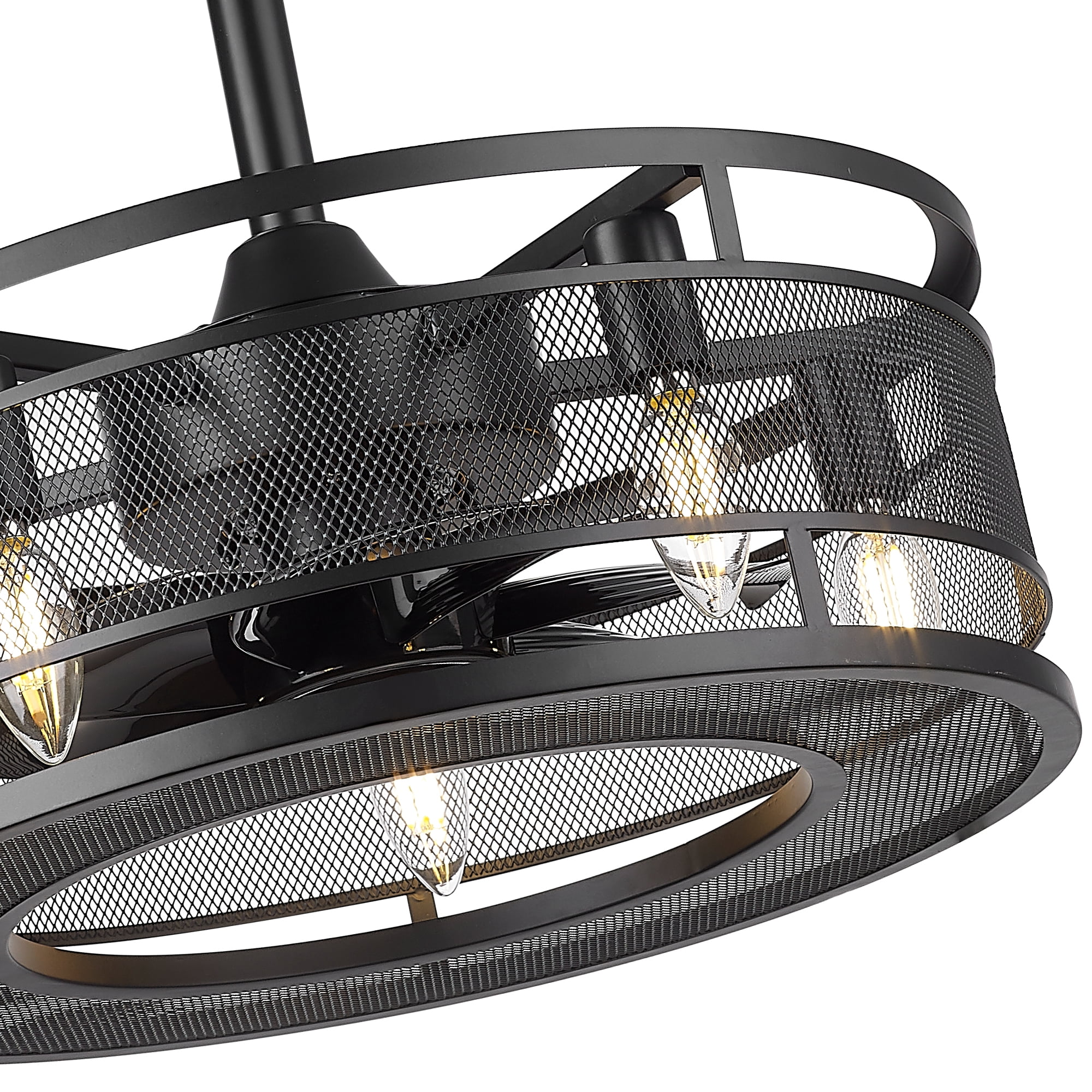 Ltmate 18-Inch Black Low Profile Ceiling Fan with Light, Indoor Use, 100-240V