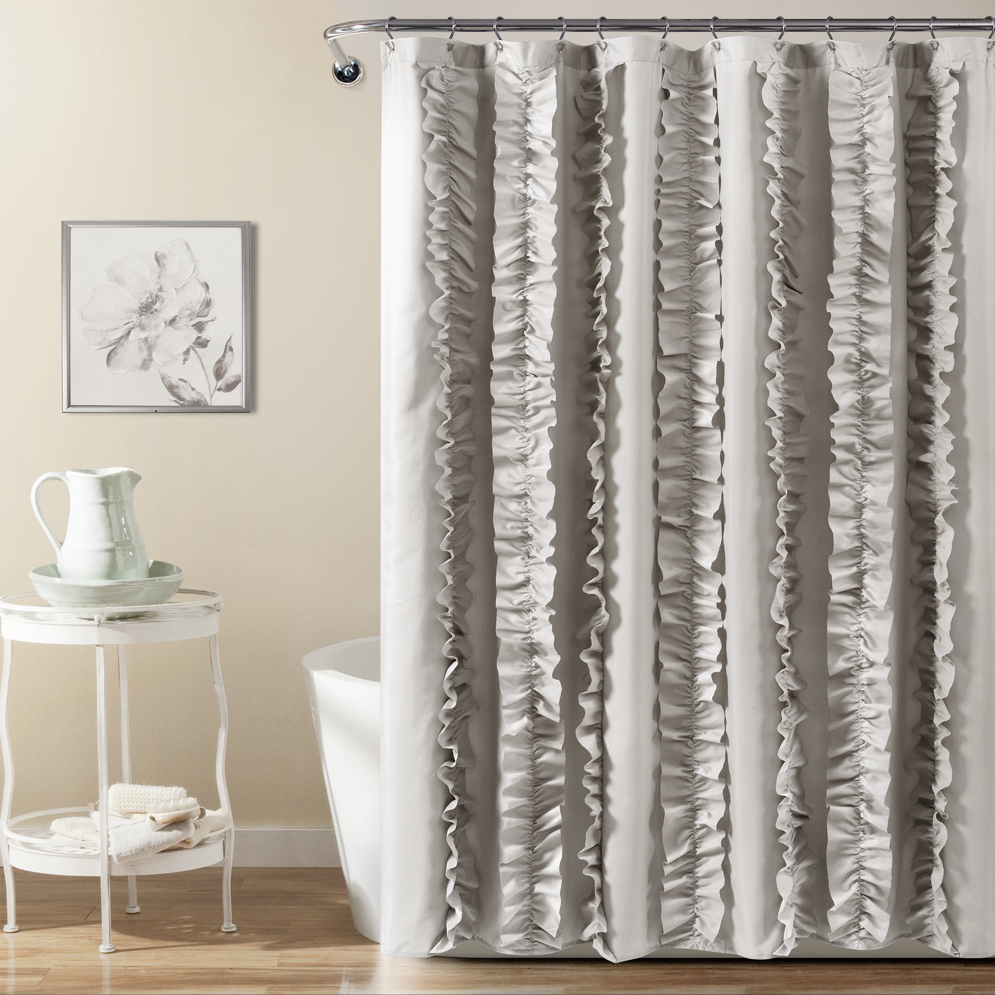 Lush Decor Belle Textured Shower Curtain, 72x72, Gray, Single