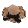 thumbnail image 3 of Sombrero de playa tejido para mujer, sombrero de alero grande a la moda para fiestas, vocaciones, regalo de cumpleaños Caqui, 3 of 8