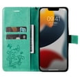thumbnail image 4 of Nalacover For iPhone 14 6.1 inch Magnetic Wallet Case,Luxury Embossed Butterfly PU Leather Flip Kickstand Card Slot Shockproof Protective Cover with Wrist Strap.For Apple iPhone 14,Green, 4 of 6