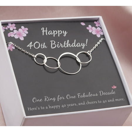 Anavia 40th Birthday Gift for Her, Fortieth Birthday Gift for Women Friend, 925 Sterling Silver Happy 40th Birthday Gift Card -[4 Flat Circles, No Custom]