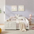 thumbnail image 4 of Full Size Bunny Ear Platform Bed Frame, Upholstered Boucle Fabric Bed Frame with Safety Rail & Storage Pocket, 4 of 9