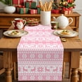 thumbnail image 2 of Winter Snowflake Elk Table Runner 13x90in Non-Slip Cotton Linen Table Runners, Watercolor Pink Striped Dresser Scarves TableRunner for Dinner Kitchen Dining Wedding Party, 2 of 9