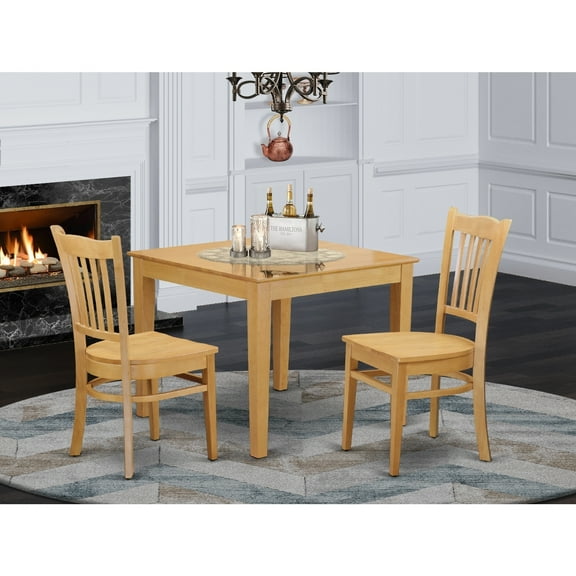 5-Piece Kitchen Table Set - Square Dining Table & Chairs - Linen White Finish - Modern Design