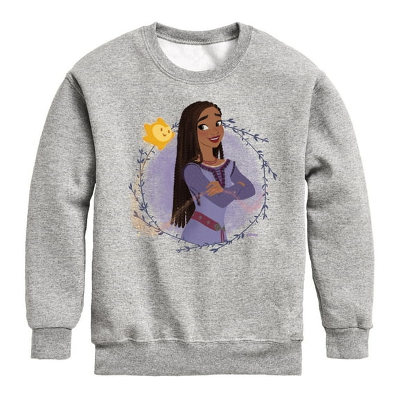 Disney Wish - Asha And Star - Toddler & Youth Crewneck Fleece Sweatshirt