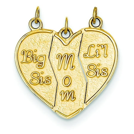 Big Eagle Charm - 14K Yellow Gold Break Apart Big Sis Mom Lil Sis Charm