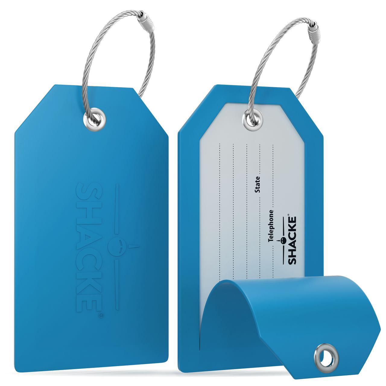 Initial Luggage Tag with Full Privacy Cover and Stainless Steel Loop Orange 
