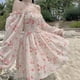 thumbnail image 5 of Vestido largo de manga abullonada, vestido halter con hombros descubiertos y mangas abullonadas, vestido con estampado floral y mangas abullonadas de calidad profesional, 5 of 9