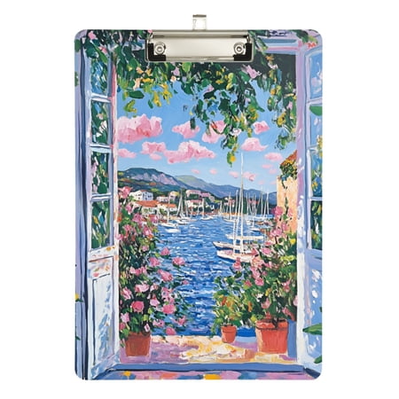FORMRS Acrylic Clipboard with Low Profile Clip Standard A4 Letter Size, 12.5" x 9", Blue Floral Window