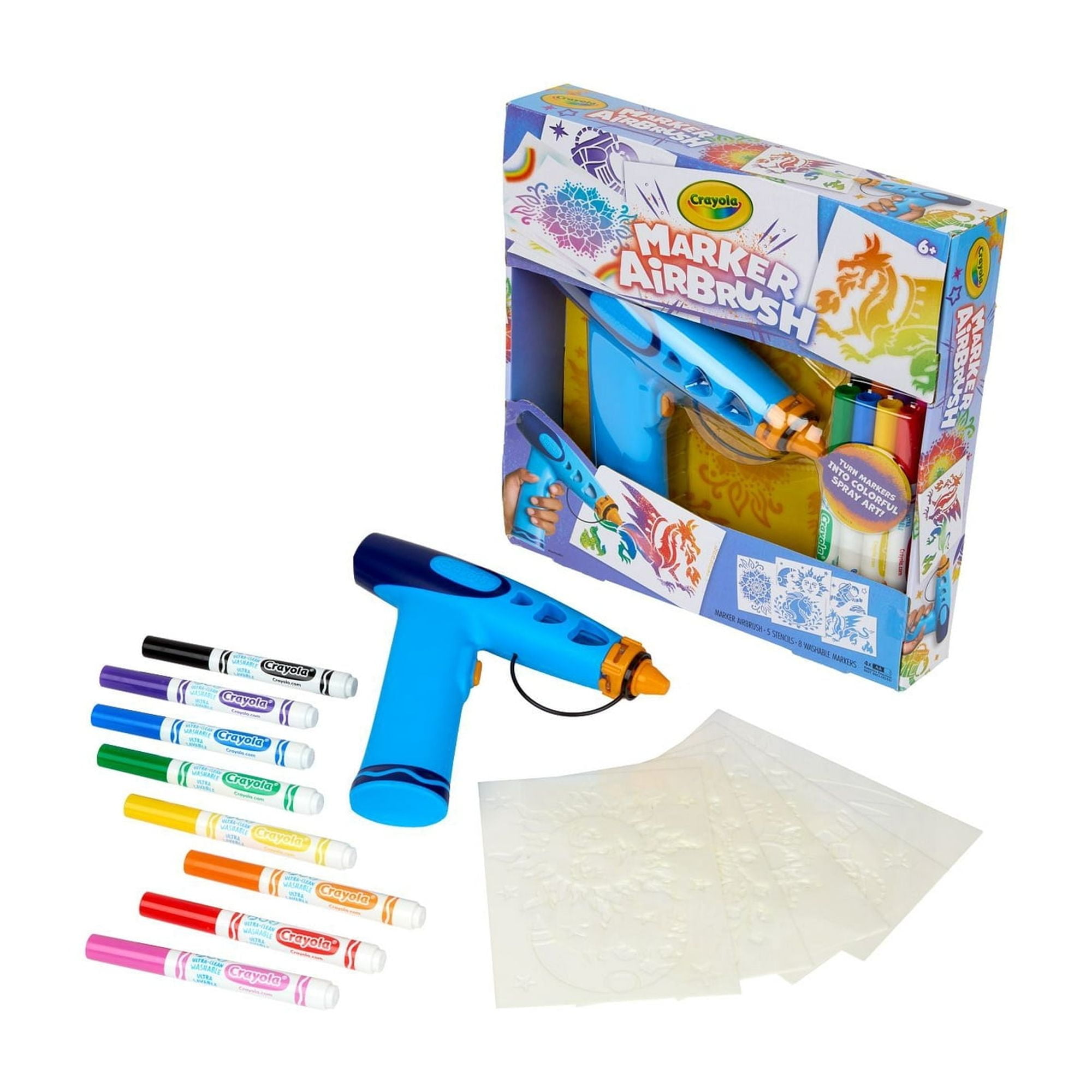 ( 2 Box ) Crayola Marker Airbrush Spray Art Kit, DIY Marker Art Set for Kids, School Supplies, Creative Toys, Gift for Boys & Girls, 6+