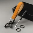 thumbnail image 4 of Leather Car Keychain, Universal Key Fob Holder, 360° Rotatable, Anti-lost D-ring, 2 Keys, 4 of 5