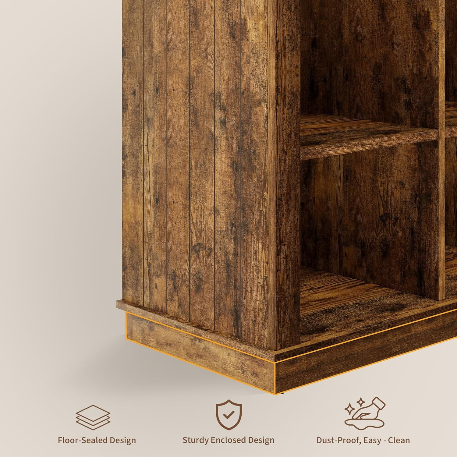 8 Cube Storage Organizer Bookshelf, 3 Tier Farmhouse Horizontal Bookcase, 62 Inch Wood Storage Bookcase for Entryway, Long Low Bookshelves for Living Room