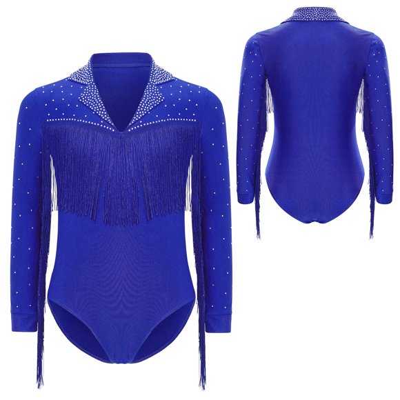 TiaoBug Kids Boys' Long Sleeve Ballet Leotard Modern Latin Jazz Dance Bodysuit Rumba Ballroom Dancing Outfits Blue 12