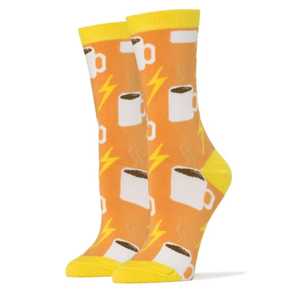 Oooh Yeah Women's Funny Novelty Crew Socks, Crazy Cool Fashion Socks, Coffee Power