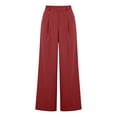 thumbnail image 6 of Miluxas Women's High Rise Wide Leg Trousers Pleated Front Business Casual Loose Straight Pants with Pockets Dress Pants for office Commute Wear Wine, 6 of 7