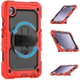 thumbnail image 5 of 3 Layer Case for Samsung Galaxy Tab A9 8.7" 2023 SM-X110 / SM-X115, for Kids Heavy Duty Protective Case with Screen Protector & Stylus Holder & 360 Rotating Stand Hand/Shoulder Strap, Red, 5 of 10