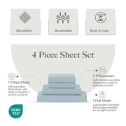 Modern Threads 4-Piece Solid Microfiber Adult Sheet Set, Blue Mist, Queen