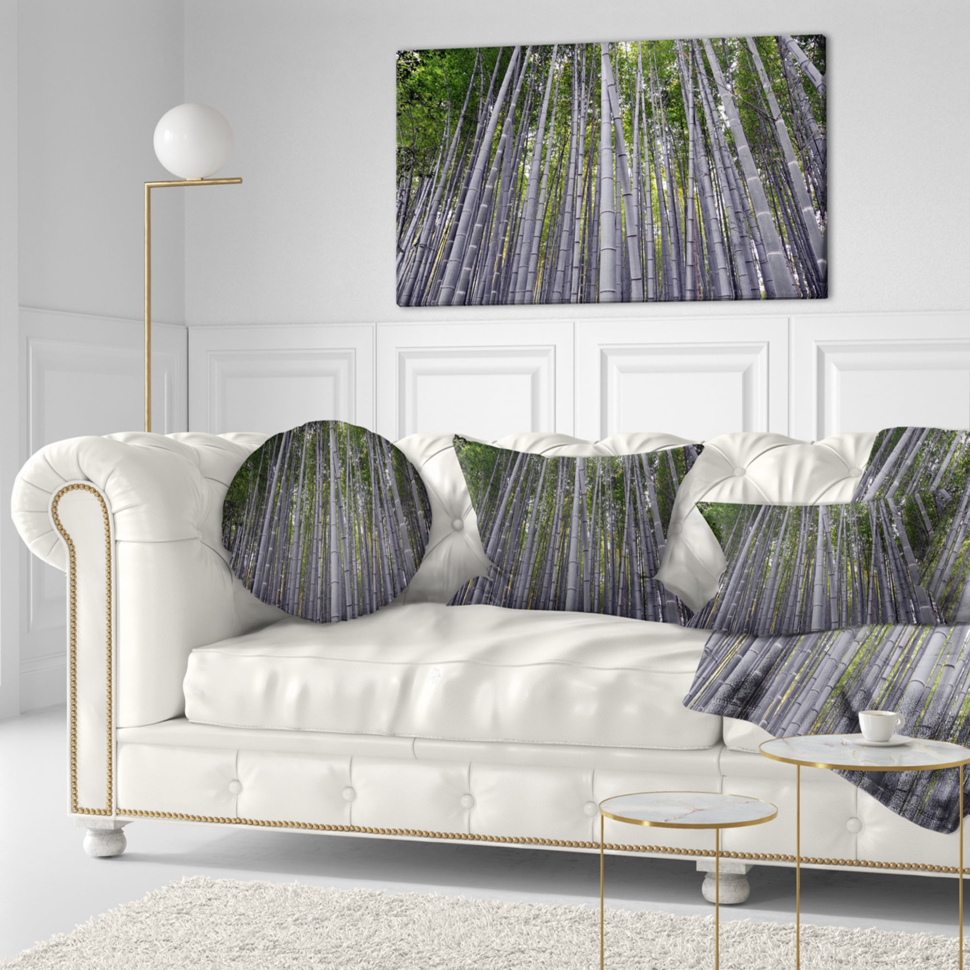 Designart Thick Bamboo Trunks in Japan - Forest Throw Pillow - 12x20