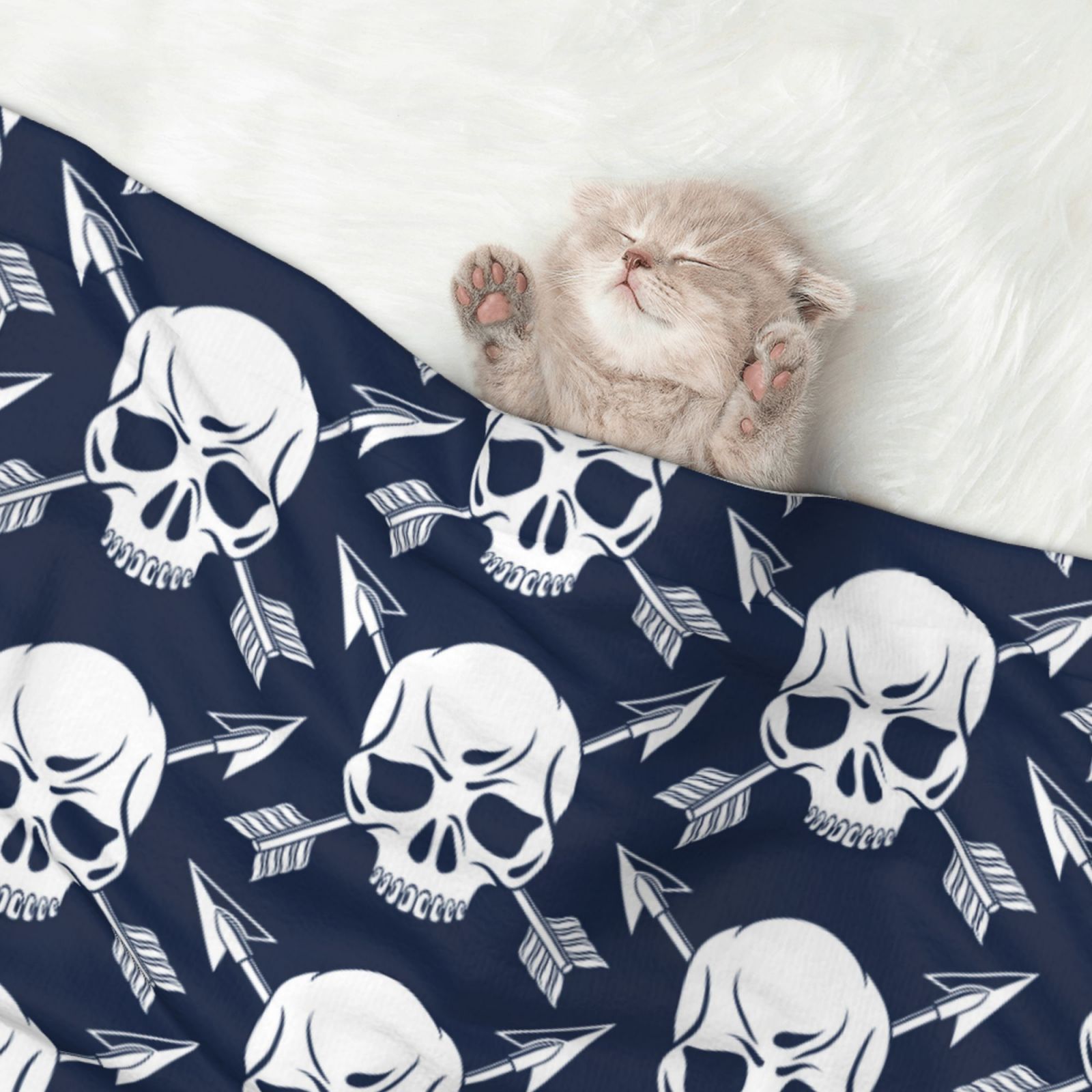 Naloa white arrow Skull Dog Blanket, 3 Sizes Cat Blanket for Indoor Cats Large Medium Small Dog Gifts-Large