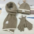 thumbnail image 5 of Daznico Ribbed Knit Beanie Hat Scarf Gloves 3-Piece Set Soft Yarn Cozy Stylish Winter Accessories for Cold Weather Daily Outdoor Wear, 5 of 5