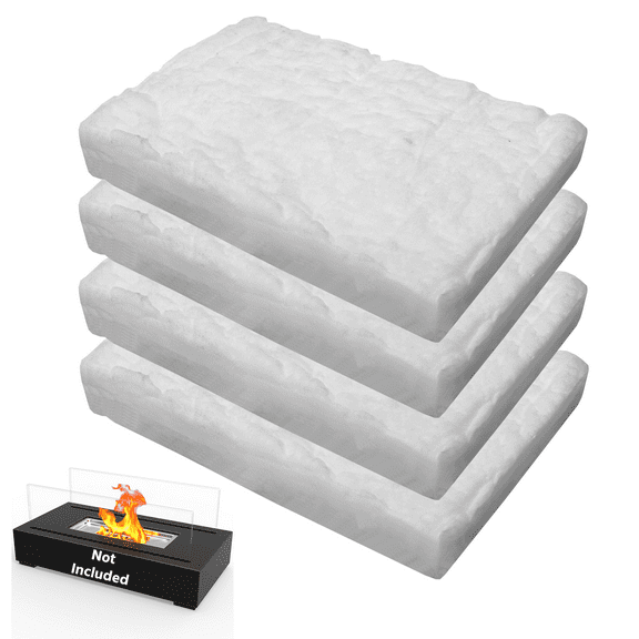 12" x 8" x 2" Thick - Ceramic Wool Wick for Tabletop Fire Pit , 4 Pack - Ceramic Wool Sponge to Extend Burn Time - Ceramic Fiber Insulation for Bioethanol Fuel Fireplaces, Portable Tabletop Fire Pits