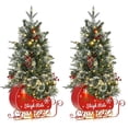 thumbnail image 1 of 3-foot fiber optic mini artificial christmas trees con 78 leds y sleigh base (2 pack), 1 of 10