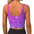 thumbnail image 4 of Goofa Purple Glitter Printed Sports Bras for Women, High Impact Running Bra Workout Crop Tank Tops Longline Sports Bra Push up-X-Large, 4 of 9